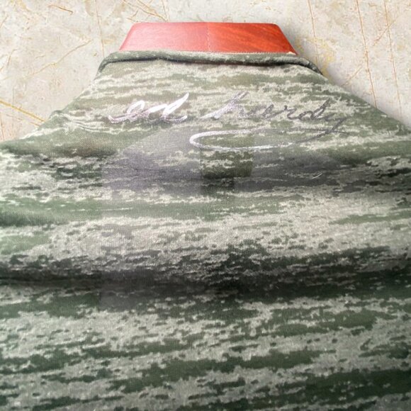 Ed Hardy Y2K Green Open Front Cardigan Lightweight Flowy Draped Hemline - Picture 3 of 7